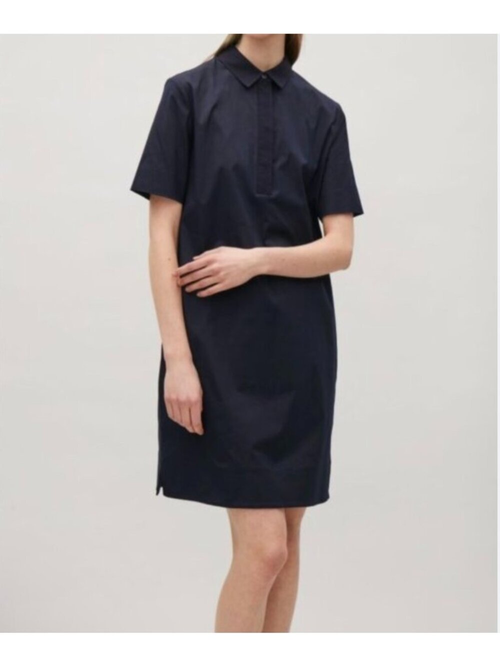 COS Navy Grosgrain detail shirt dress Size 8 - Picture 1 of 8